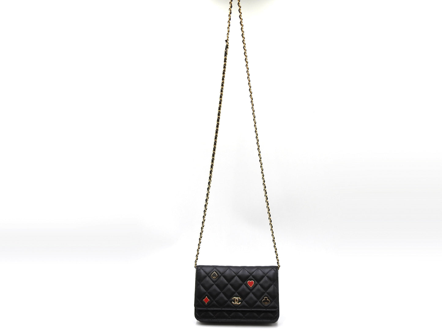 CHANEL CC Matelasse Casino Wallet On Chain Shoulder Bag Lambskin Black