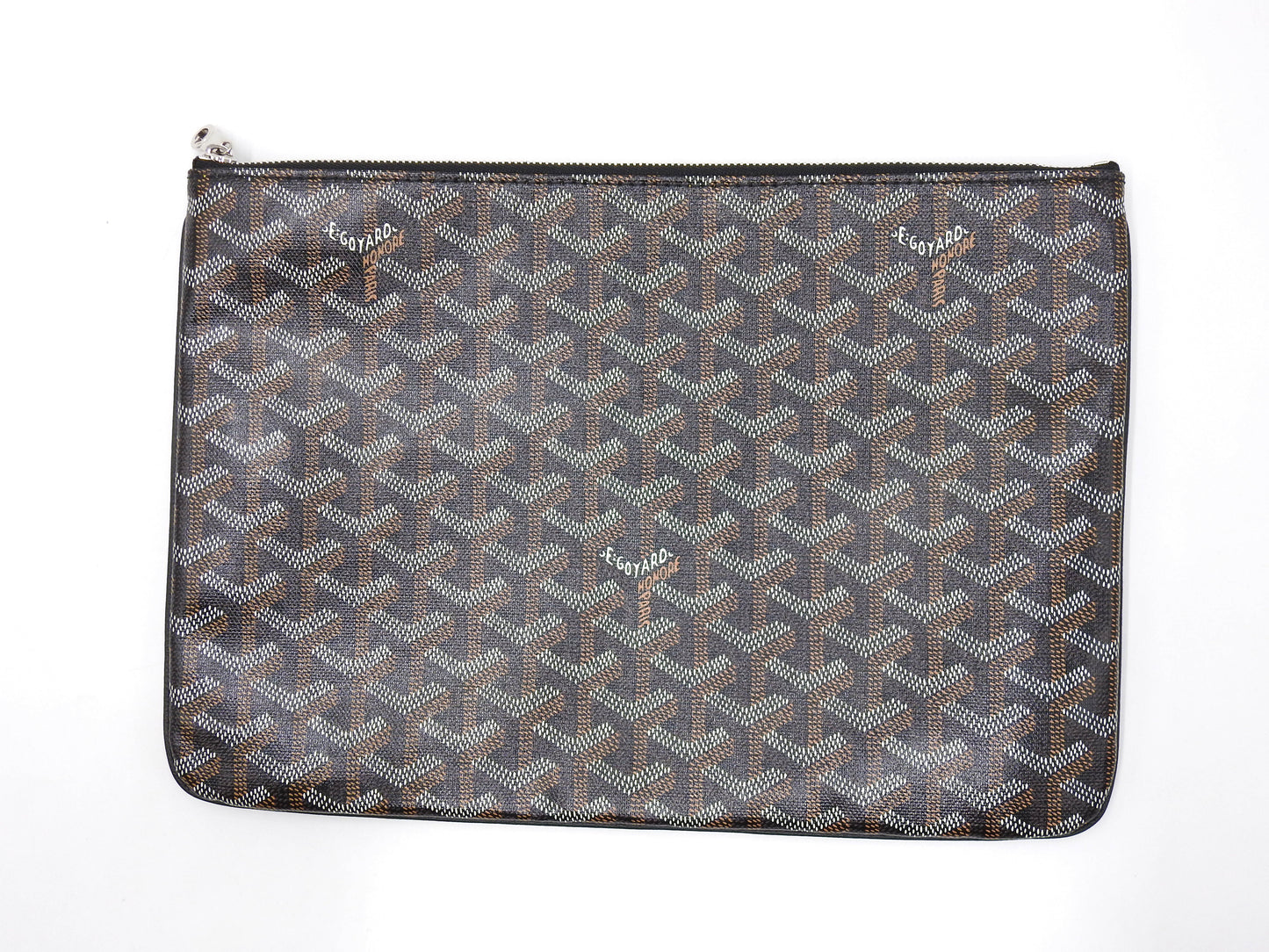 GOYARD POCHETTE SENAT MM Herringbone Clutch Bag Second Bag PVC Black