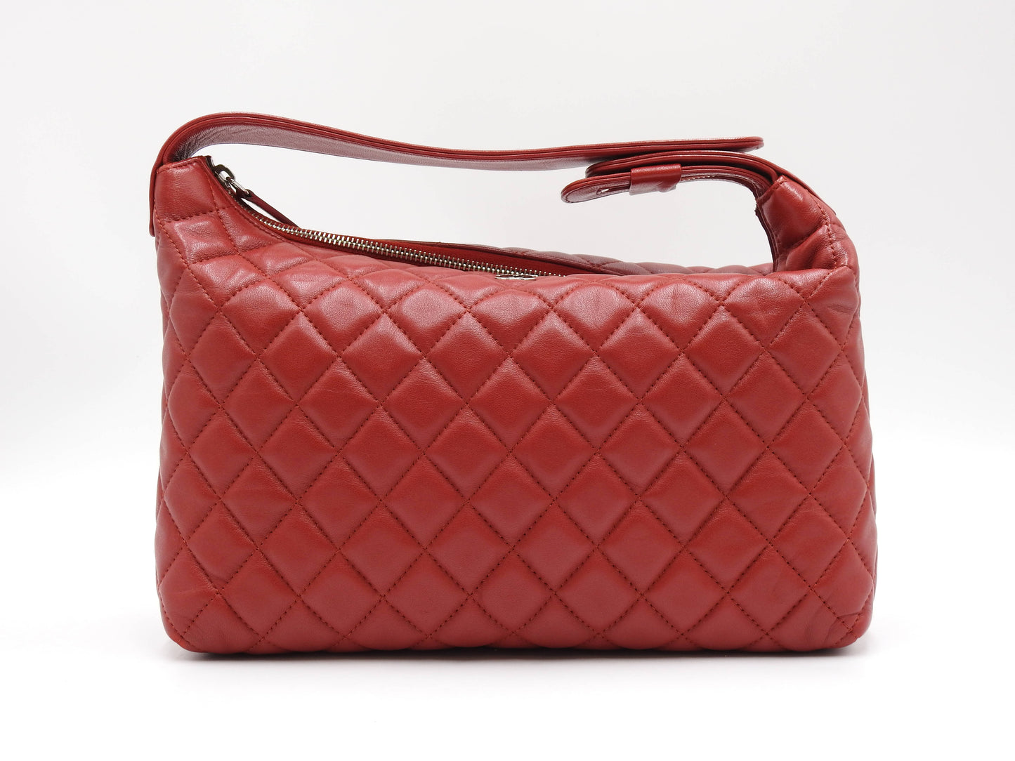 CHANEL CC Matelasse Hobo Shoulder Hand Bag Lambskin Red A69264