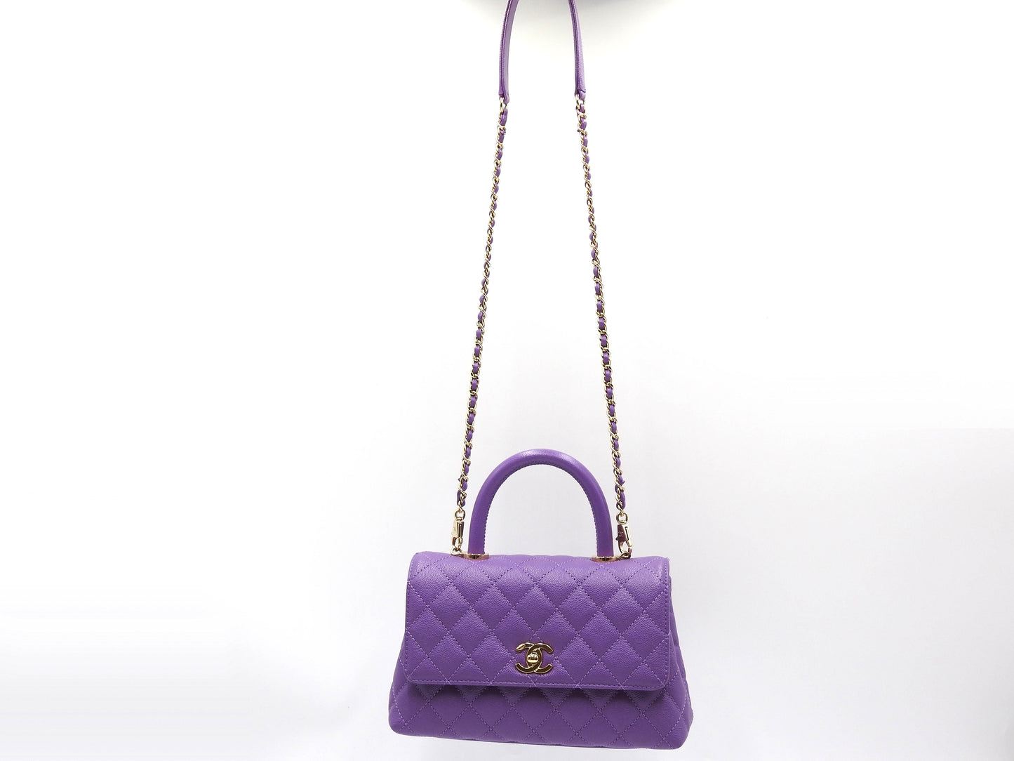 CHANEL Matelasse CoCo Handle Mini XS Shoulder Hand Bag Caviarskin A92990