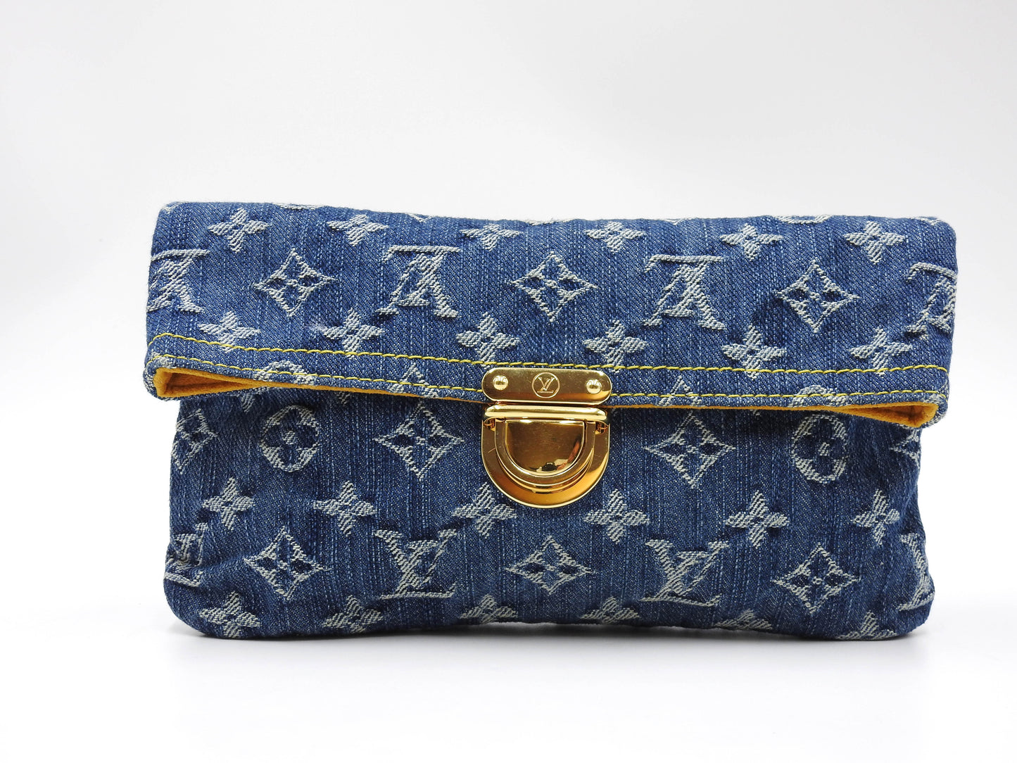 LOUIS VUITTON Monogram Denim Pochette Pratt Clutch Second Bag M95007