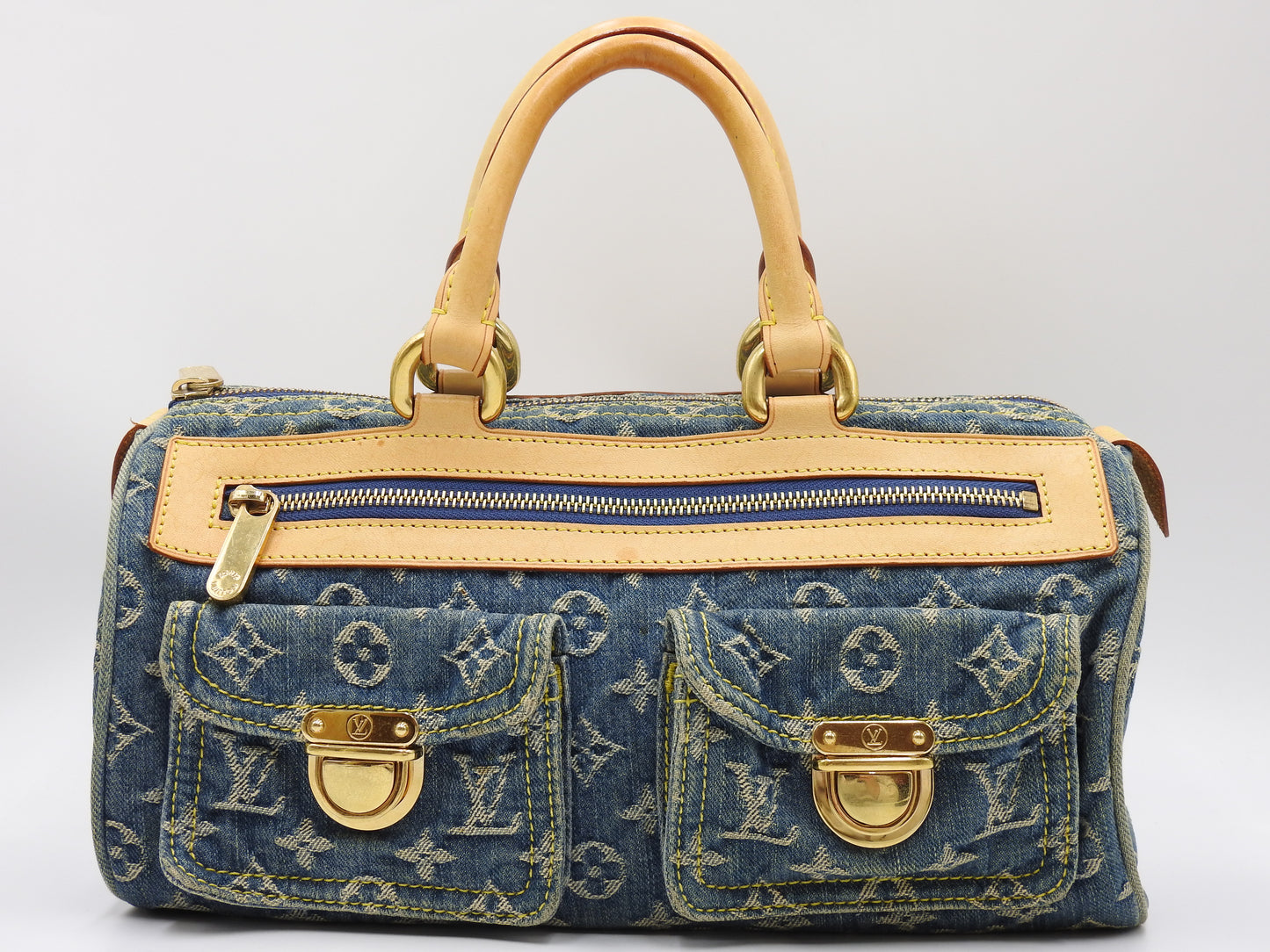 LOUIS VUITTON Monogram Denim Neo Speedy Hand Bag Boston Bag Blue M95019