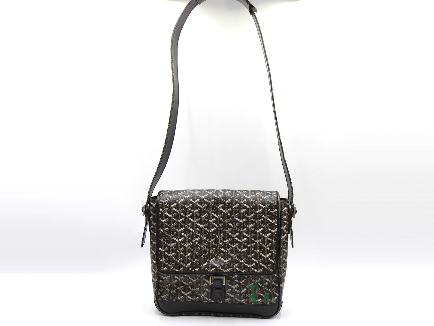 GOYARD Goyardine Grand Bleu MM Shoulder Bag PVC Canvas Leather Black Y-1802