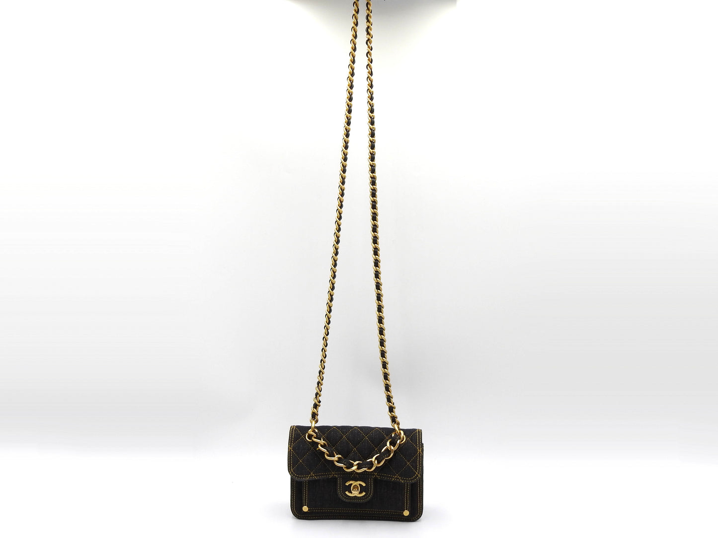 Chanel CC Mini Matelasse Denim Double You Flap Shoulder Hand Bag AS4051