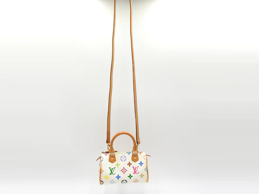 LOUIS VUITTON Monogram Mini Speedy Hand Bag Multicolor Bron White M92645