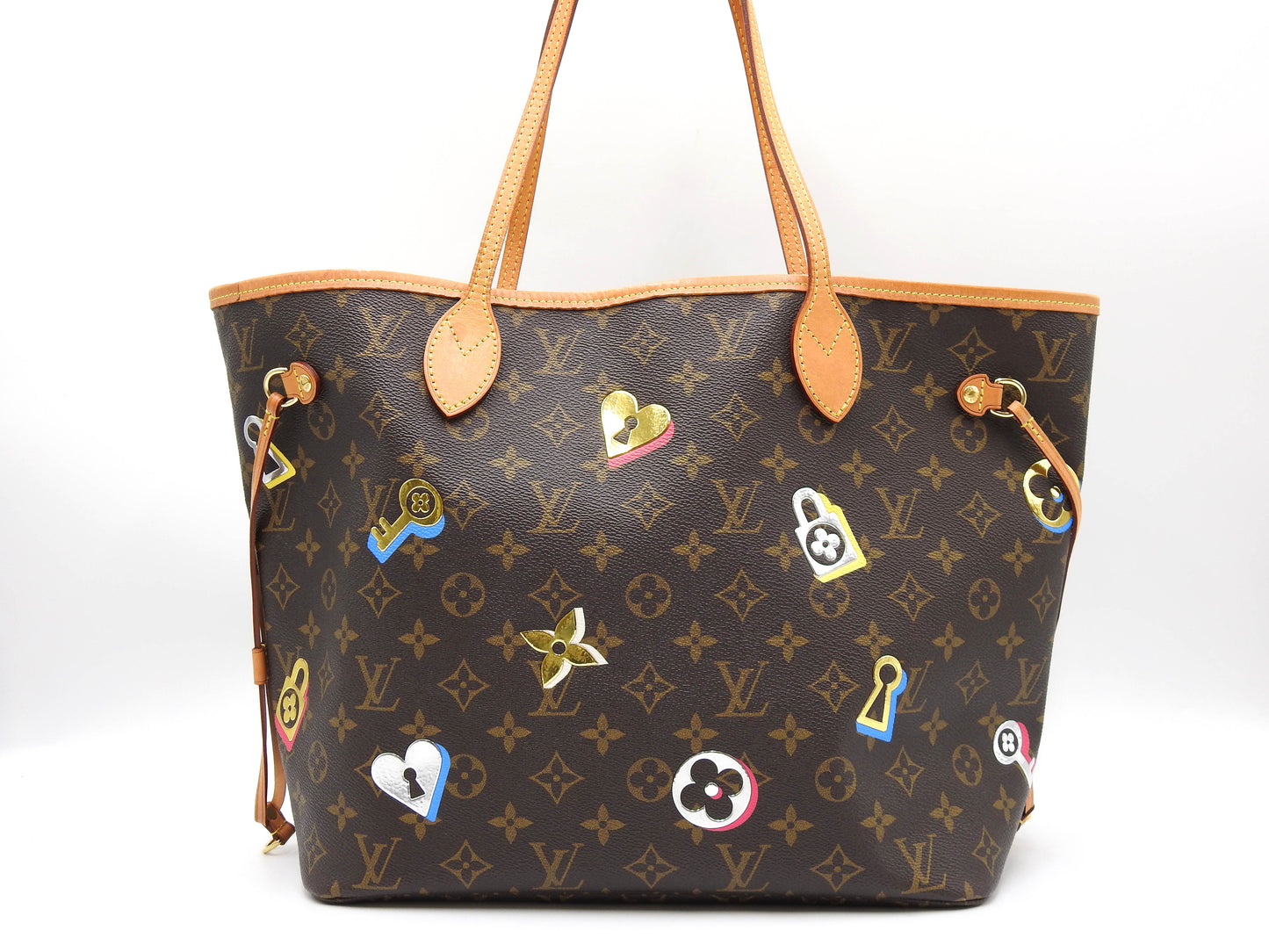 LOUIS VUITTON Monogram Love Lock Neverfull MM Tote Shoulder Bag M44364