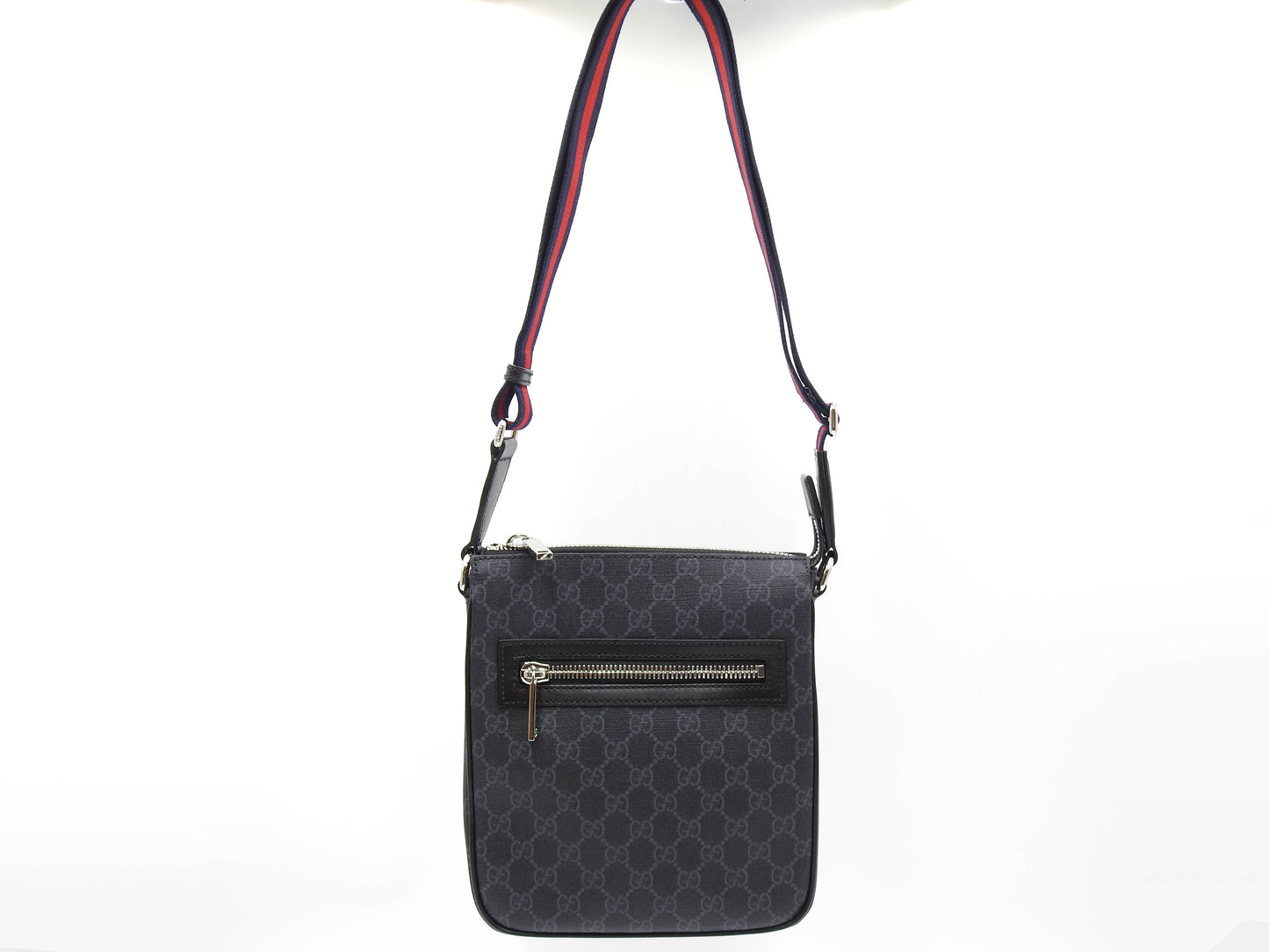 GUCCI GG Supreme Small Messenger Shoulder Bag PVC Leather Black 792082