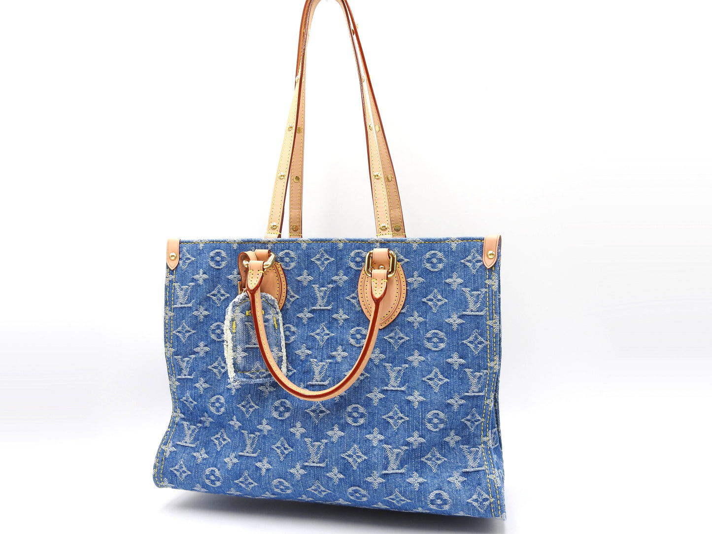 LOUIS VUITTON LV Remix Monogram Denim OnTheGo MM Shoulder Tote Bag M46871