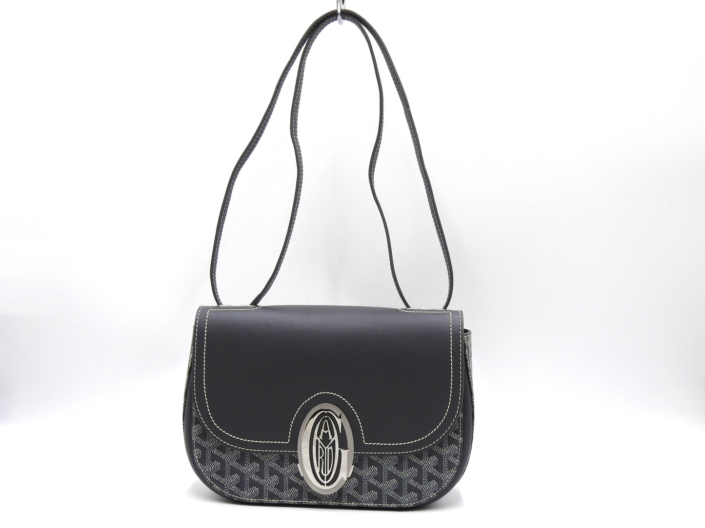 GOYARD Goyardine Sac 233 PM Shoulder Bag PVC Leather Grey Silver