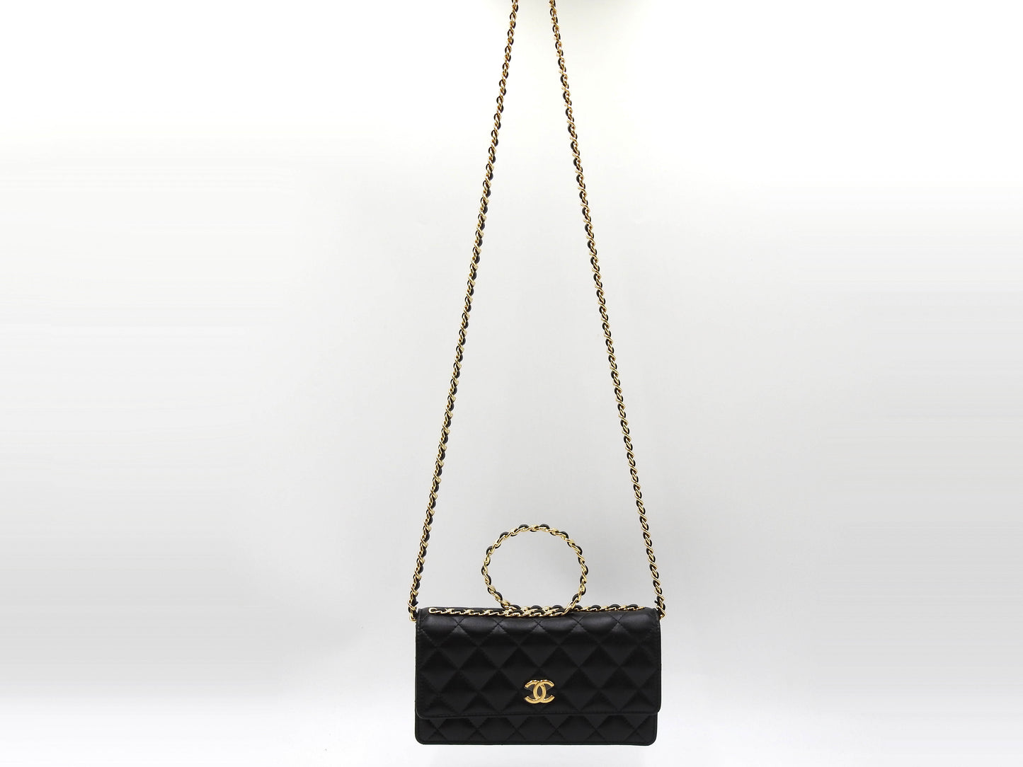 CHANEL Matelasse Chain Phone Holder Shoulder Bag Lambskin Black AP3764
