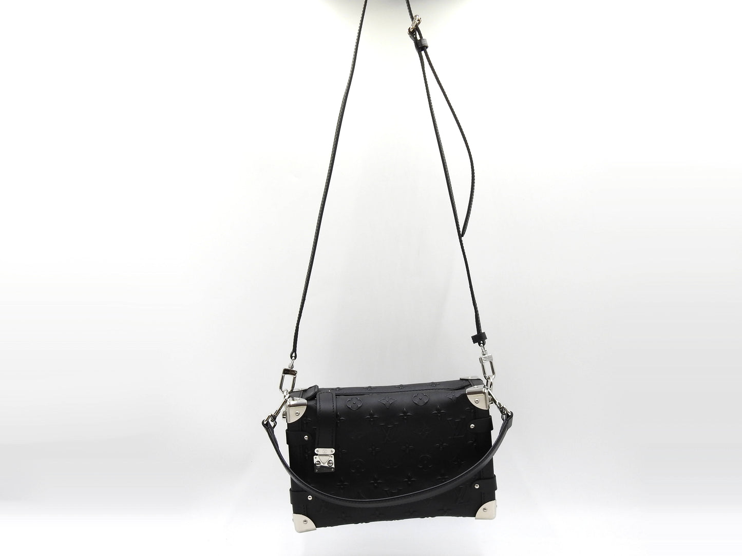 LOUIS VUITTON Monogram Seal Side Trunk 2way Shoulder Hand Bag Black M21709