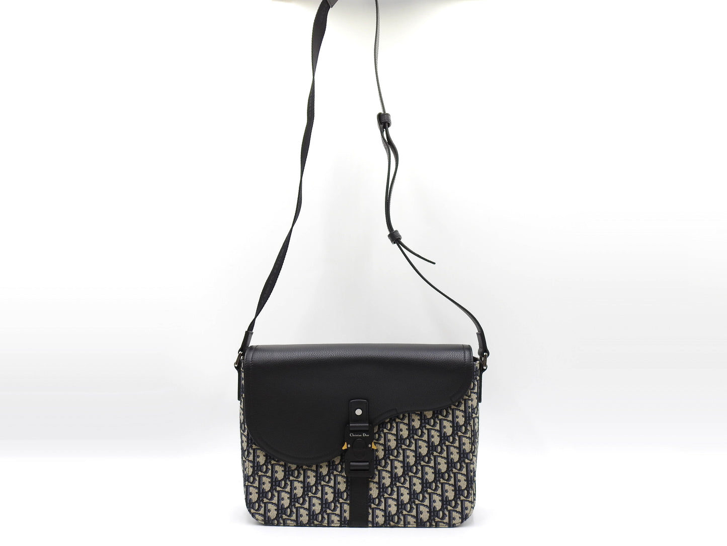 Christian Dior Saddle Messenger Shoulder Bag Oblique Jacquard Canvas Navy