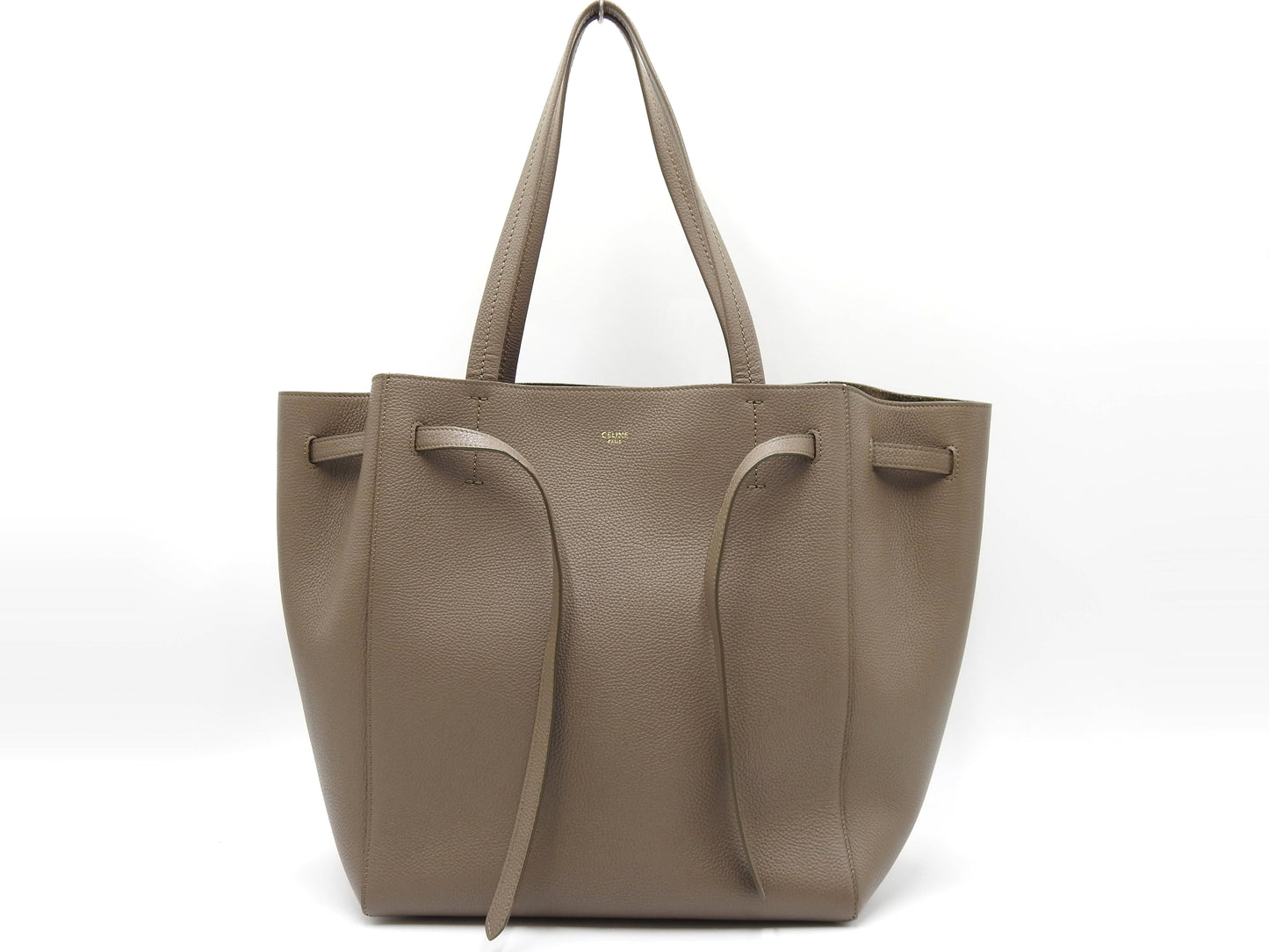 CELINE Cabas Phantom Small Tote Shoulder Bag Calf Leather Gray 189023