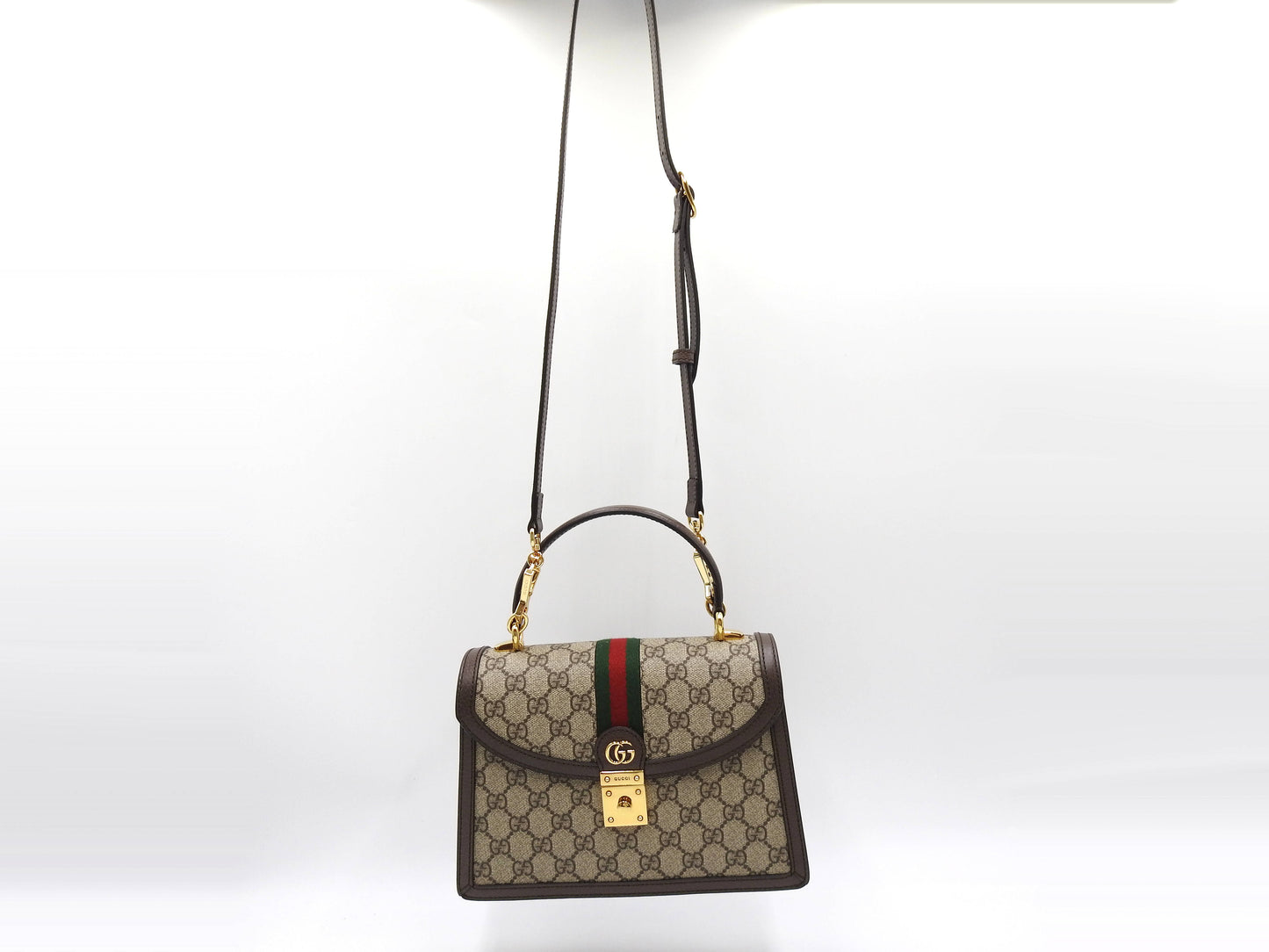 GUCCI Ophidia Web Top Handle 2way Shoulder Hand Bag Beige Brown 651055
