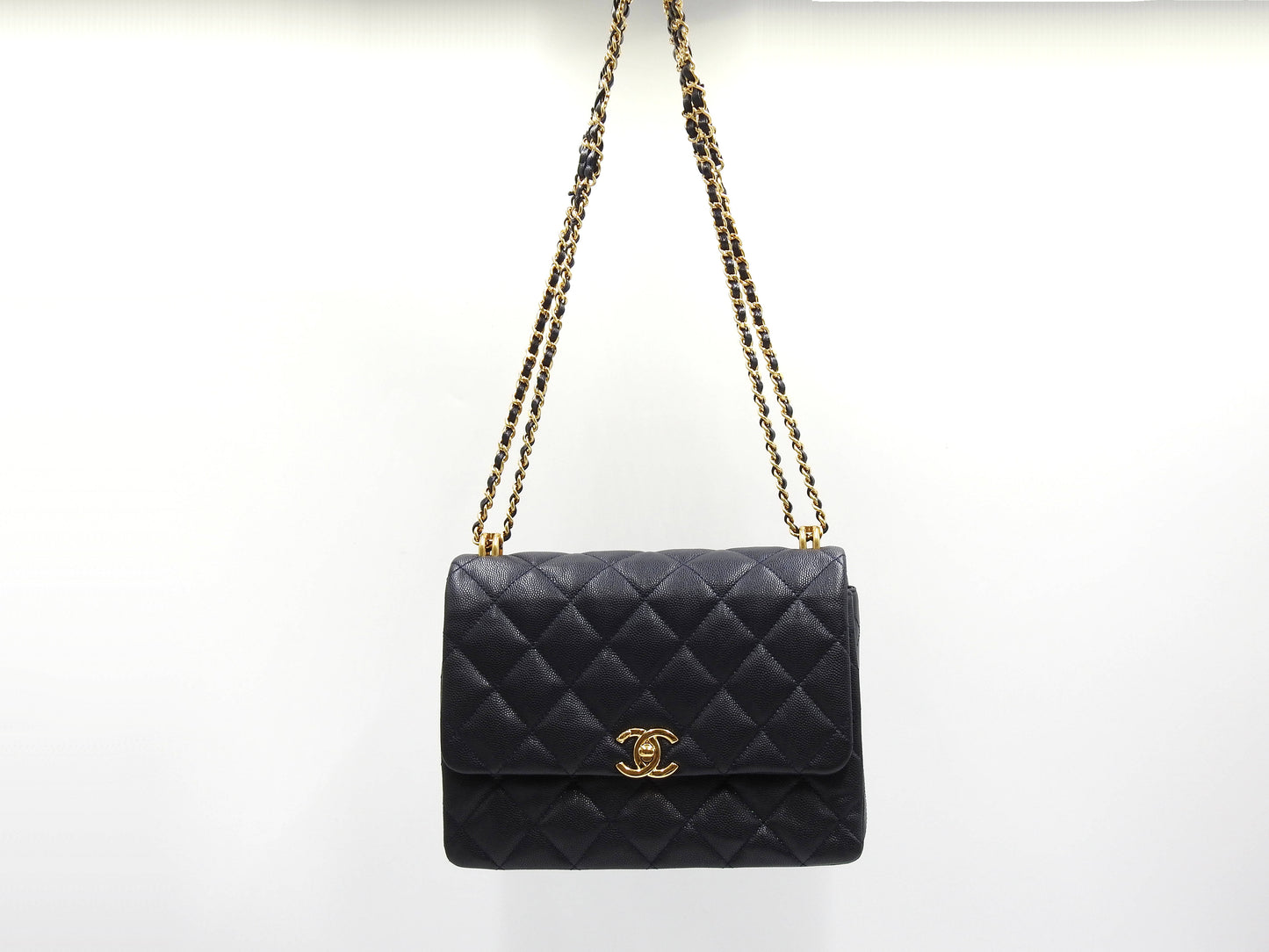 CHANEL Coco First Matelasse Flap Chain Shoulder Bag Caviarskin Navy AS3580