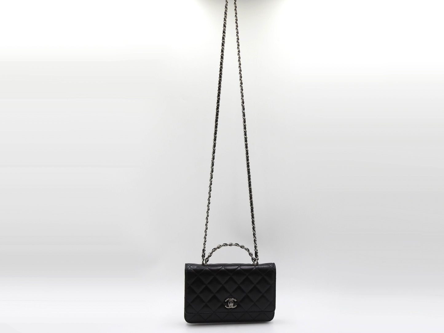 CHANEL CC Matelasse Wallet On Chain Shoulder Bag Crumple Calfskin AP3645