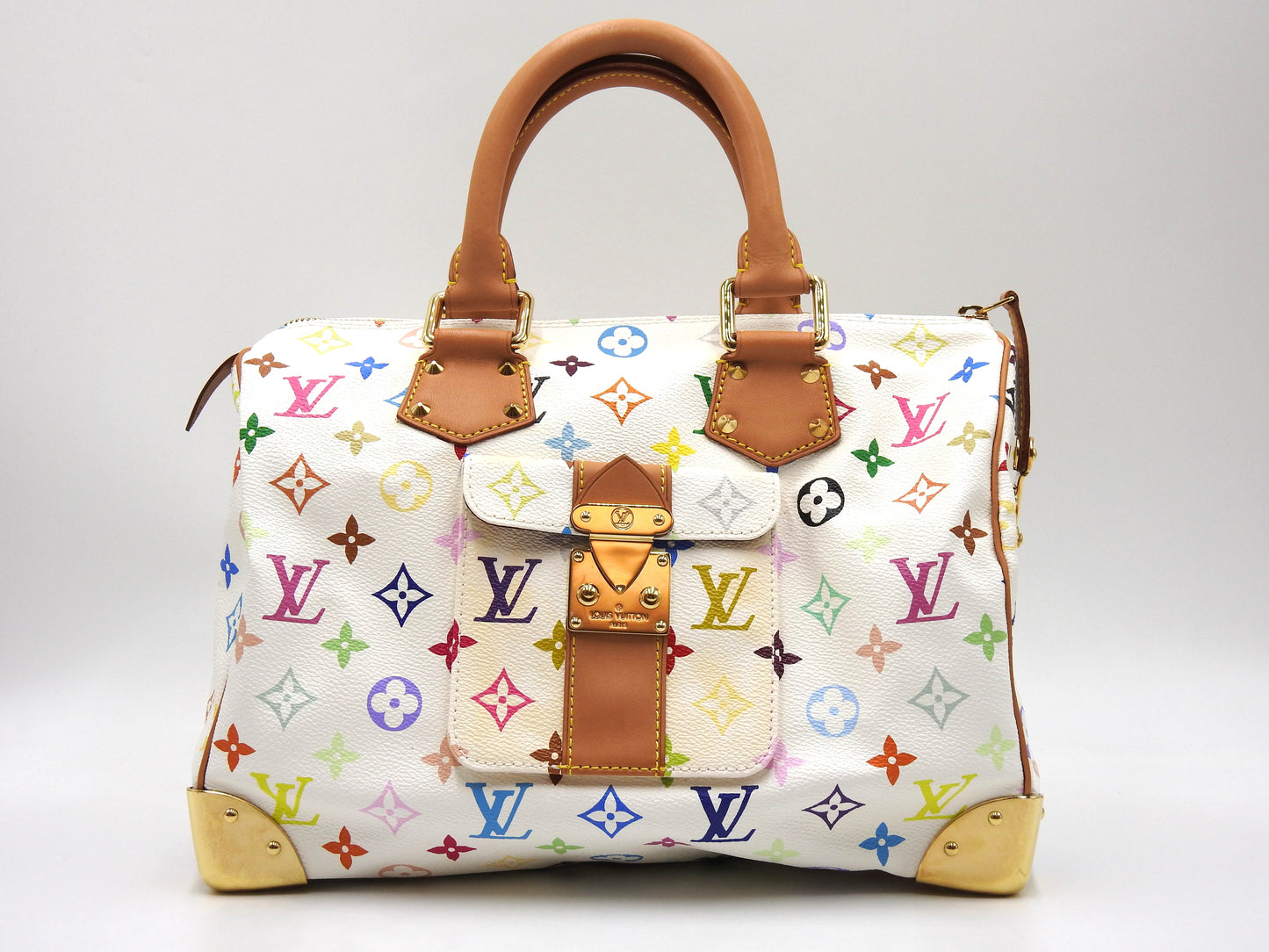 LOUIS VUITTON Speedy 30 Boston Hand Bag Multicolor Bron White M92643