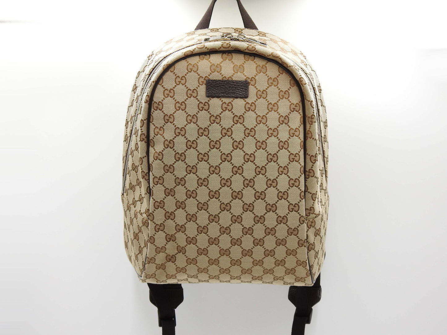 GUCCI Monogram GG Canvas Backpack Bag Beige Brown 449906 Outlet