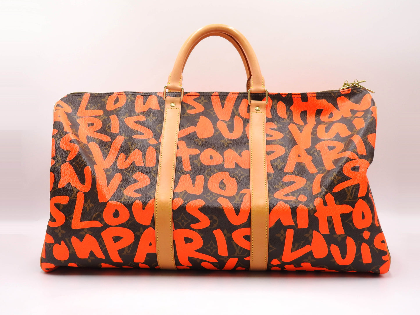 LOUIS VUITTON Monogram Graffiti Keepall 50 Boston Travel Bag Orange M93699