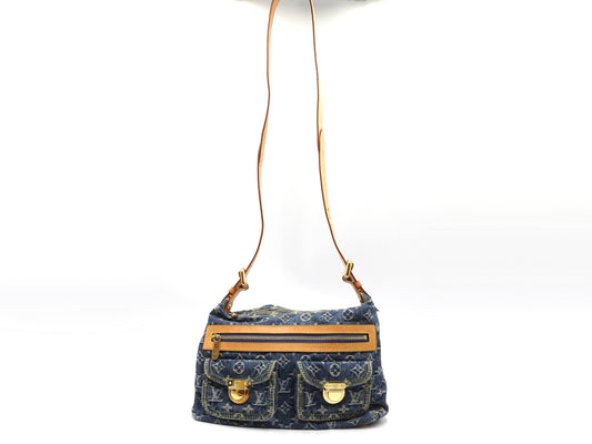 LOUIS VUITTON Baggy PM Monogram Denim Hand Bag Shoulder Bag Blue M95049