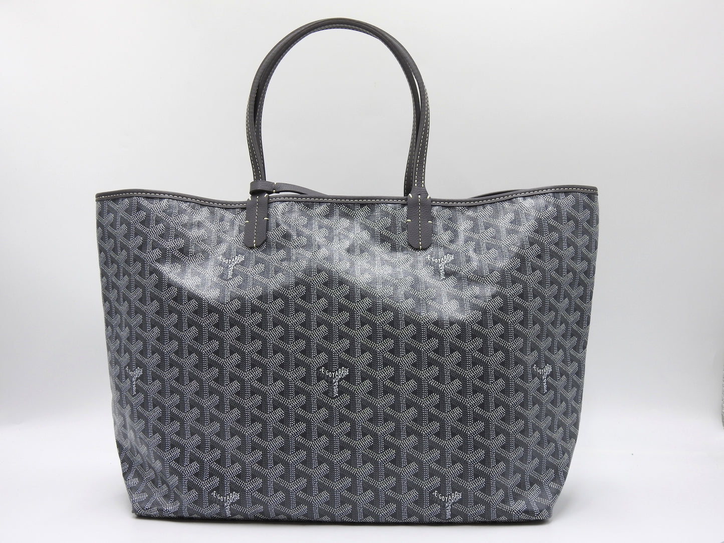 GOYARD Saint Louis PM Shoulder Tote Bag PVC Leather Grey with Pouch