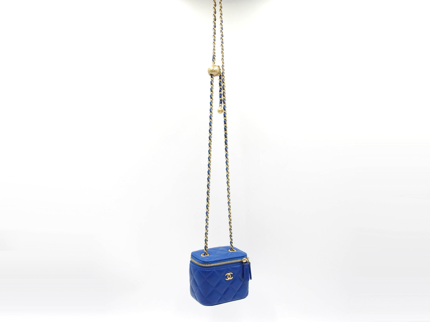 CHANEL Matelasse Pearl Crush Small Vanity Chain Shoulder Bag Blue AP1447