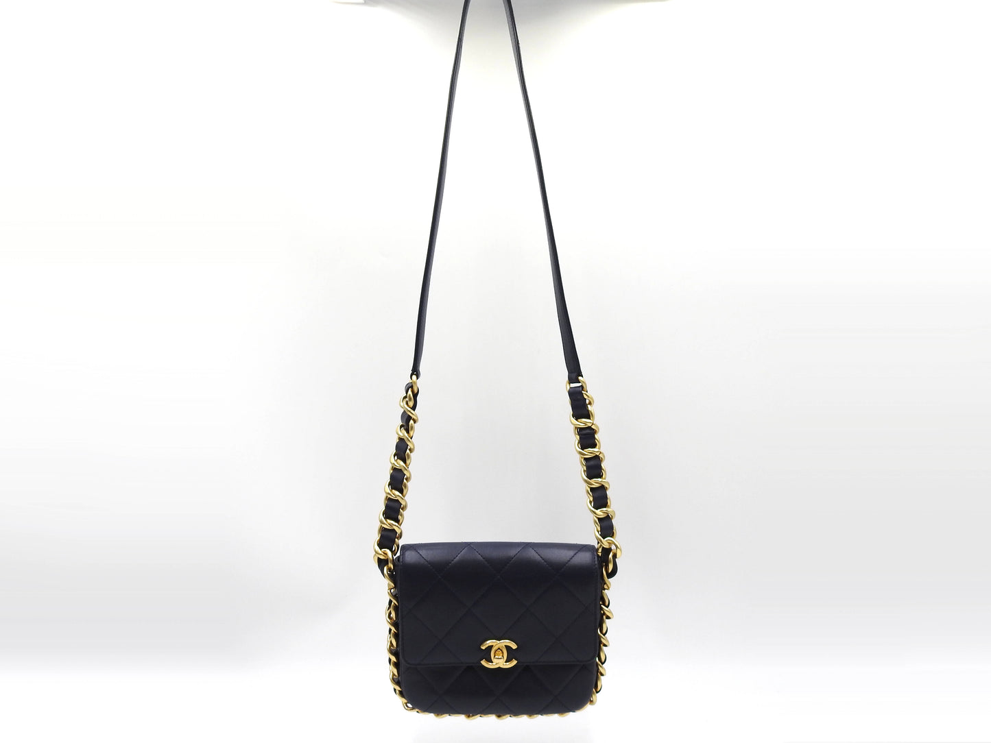 Chanel Matelasse Small Framing Flap Chain Shoulder Bag Calfskin Navy AS2831