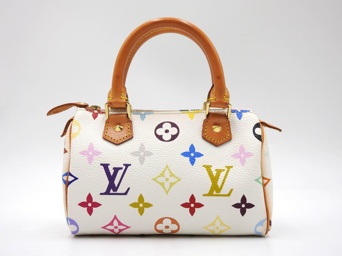 LOUIS VUITTON Monogram Mini Speedy Hand Bag Multicolor Bron White M92645
