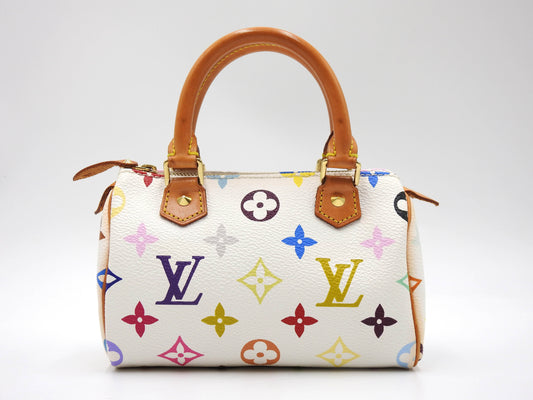 LOUIS VUITTON Monogram Mini Speedy Hand Bag Multicolor Bron White M92645