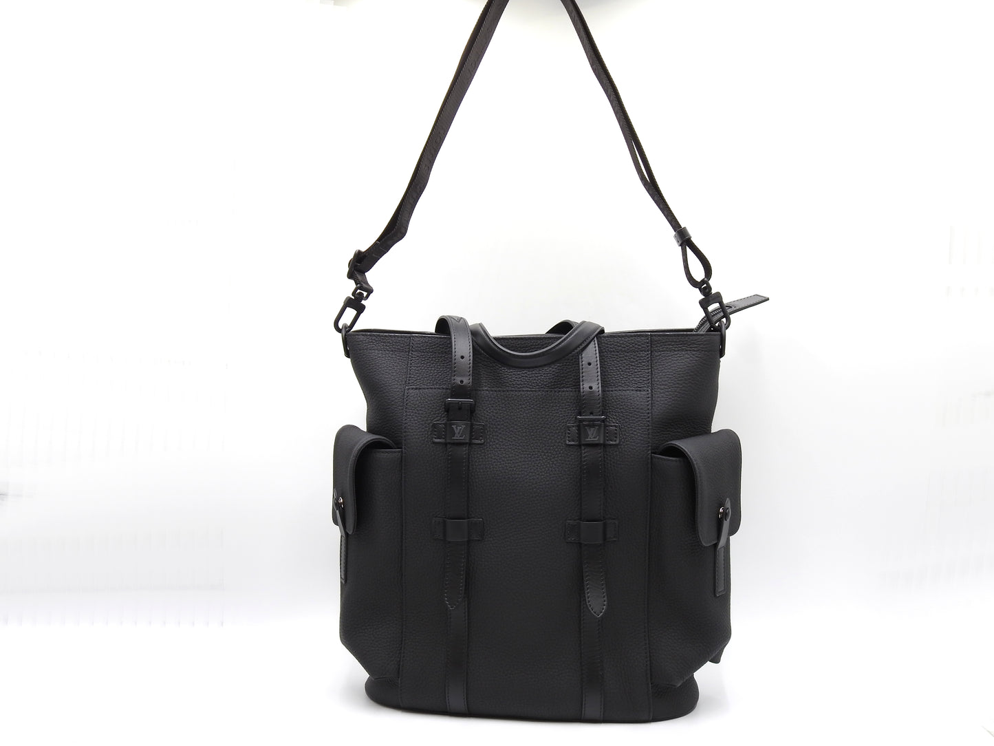 LOUIS VUITTON Taurillon Monogram Christopher Tote Bag Black M58479