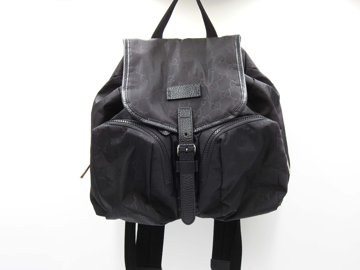 GUCCI GG Nylon Leather Backpack Bag Black 510343 Outlet