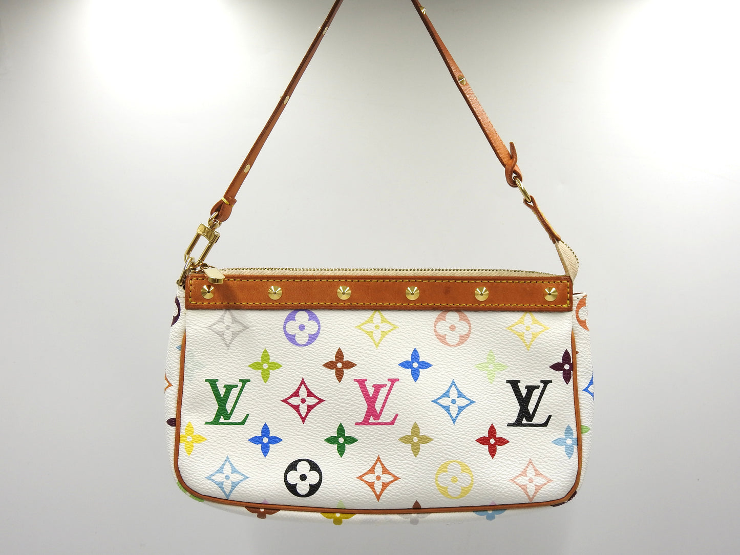 LOUIS VUITTON Pochette Accessories Pouch Monogram Multicolor White M92649