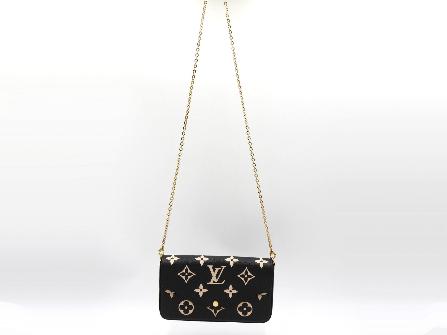 LOUIS VUITTON Pochette Felicie Clutch Hand Bag Empreinte Black Beige M82479