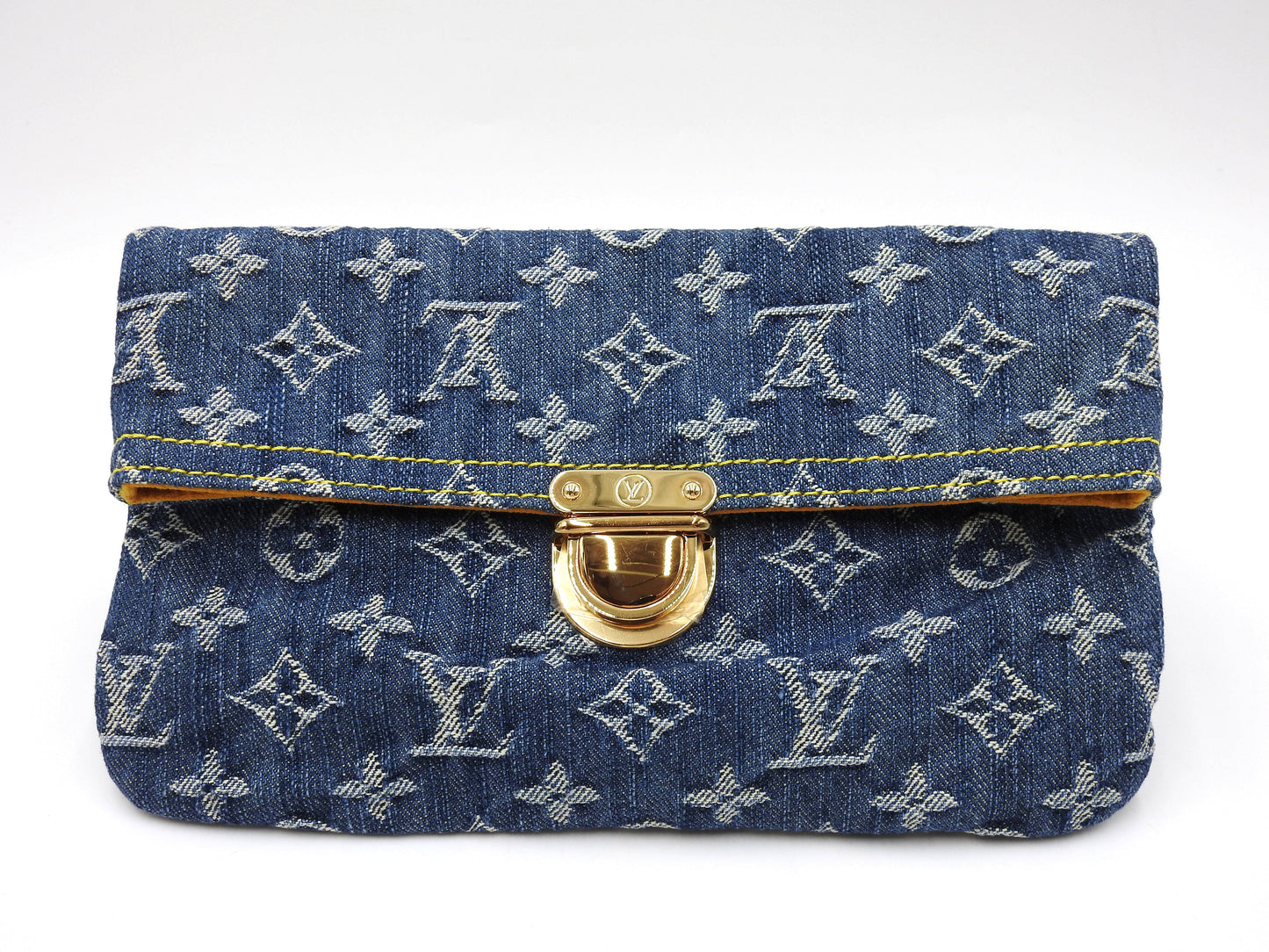 LOUIS VUITTON Monogram Denim Pochette Pratt Clutch Second Bag M95007