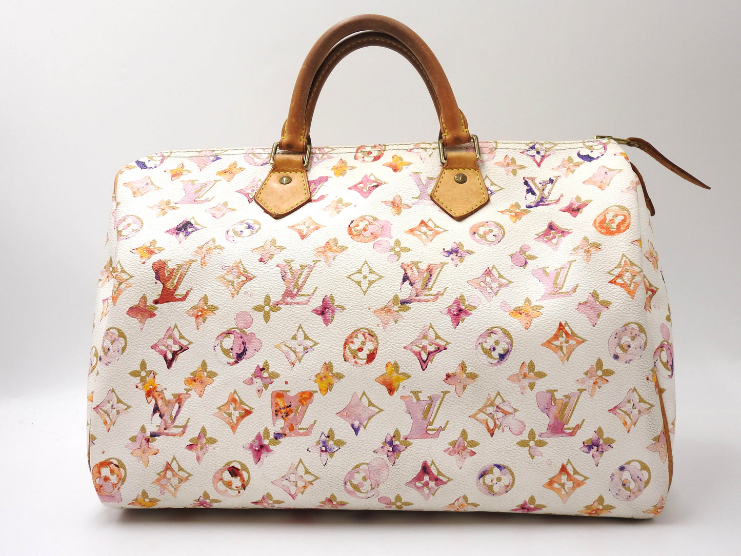 LOUIS VUITTON Watercolor Monogram Speedy 35 White Boston Hand Bag M95752