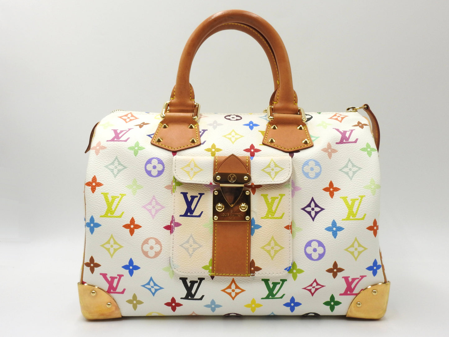 LOUIS VUITTON Speedy 30 Boston Hand Bag Multicolor Bron White M92643
