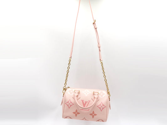 LOUIS VUITTON Monogram Empreinte Speedy 20 Bandouliere Hand Bag PInk M46518
