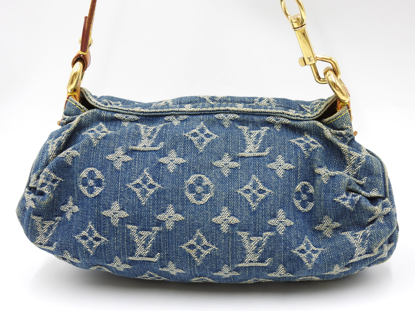 LOUIS VUITTON Mini Pleaty Monogram Denim Shoulder Hand Bag Blue M95050