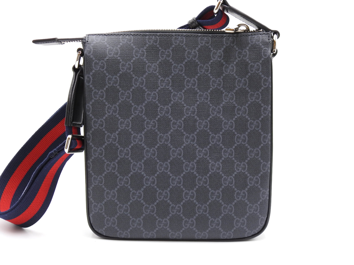 GUCCI GG Supreme Small Messenger Shoulder Bag PVC Leather Black 792082