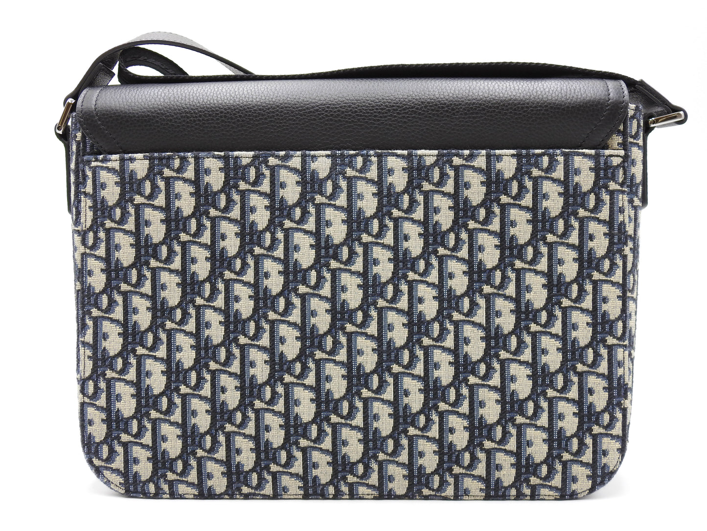 Christian Dior Saddle Messenger Shoulder Bag Oblique Jacquard Canvas Navy