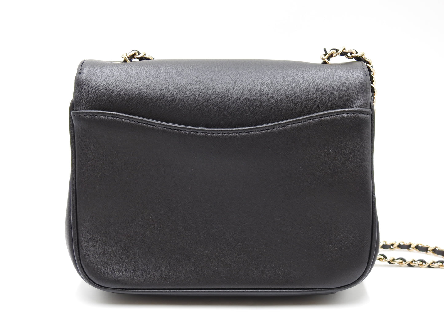CHANEL CC Mania Chain Shoulder Bag Calfskin Leather Black Gold AS0321