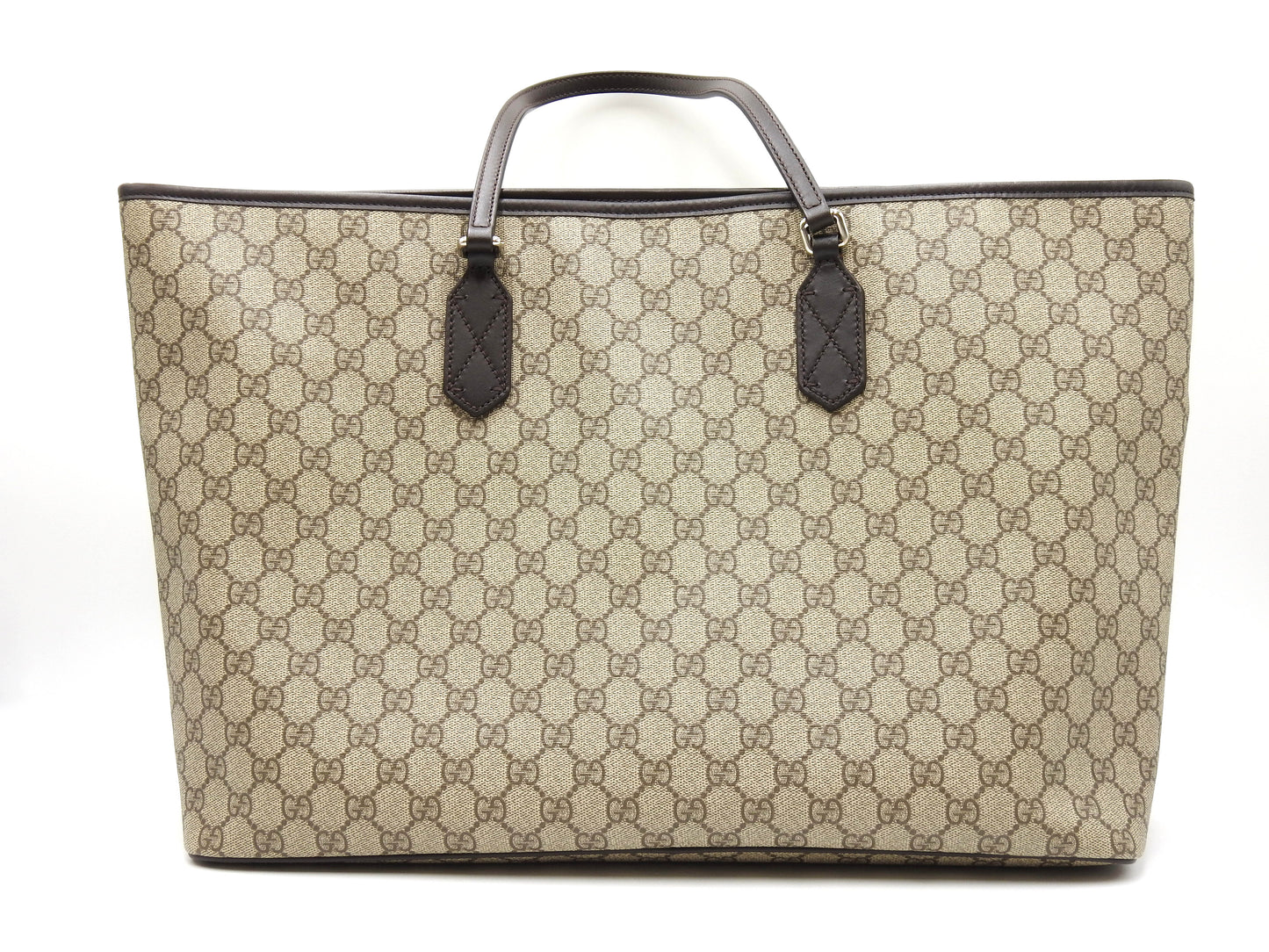 GUCCI GG Supreme Leather Large Tote Bag Monogram Beige Brown 406403