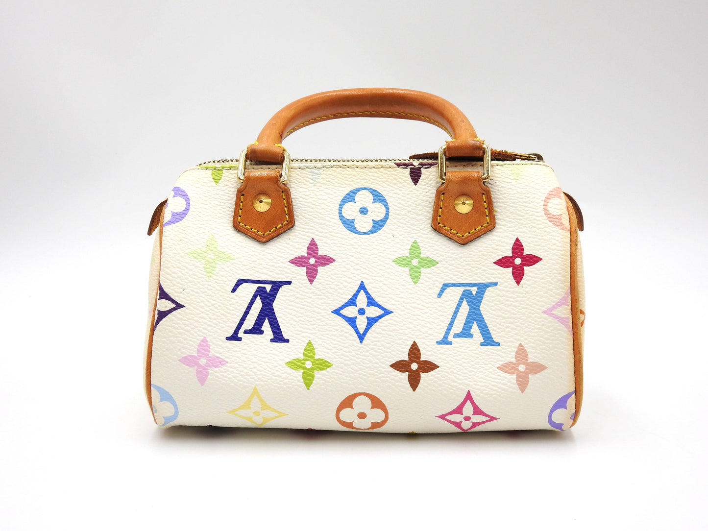 LOUIS VUITTON Monogram Mini Speedy Hand Bag Multicolor Bron White M92645