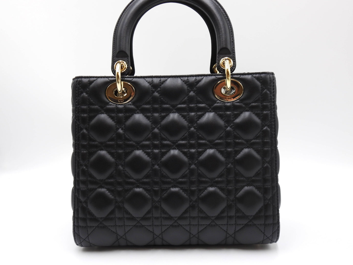 Christian Dior Lady Dior Medium Canage Hand Shoulder Bag Lambskin Black