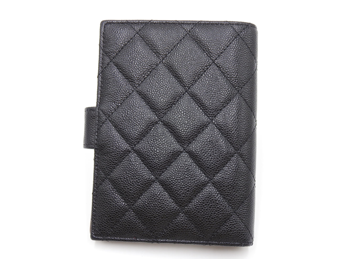 CHANEL CC Matelasse Passport Holder Bifold Wallet Caviarskin Black AP3791