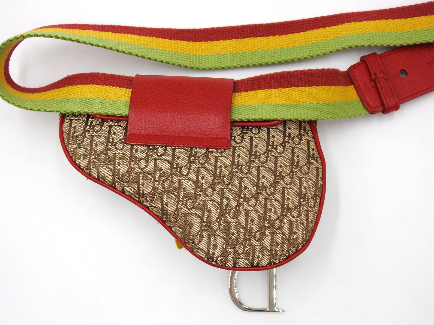 Christian Dior Rasta Trotter Saddle Belt Body Waist Bag Beige Multicolor