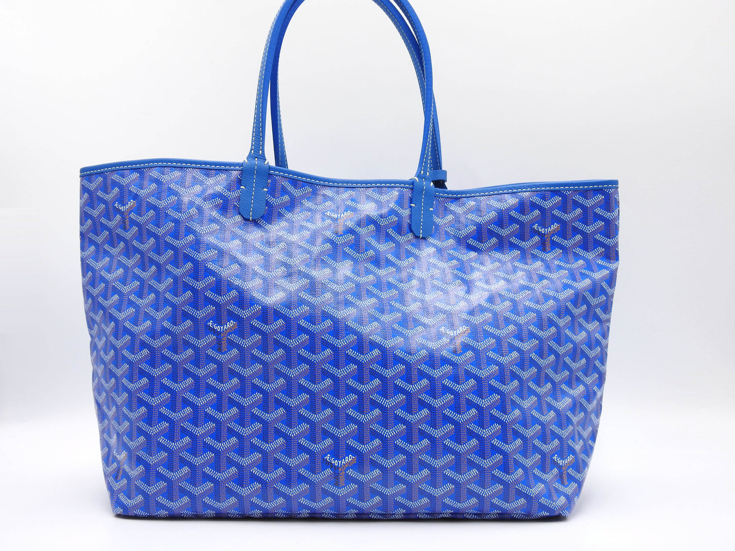 GOYARD Saint Louis PM Shoulder Tote Bag PVC Leather Blue with Pouch