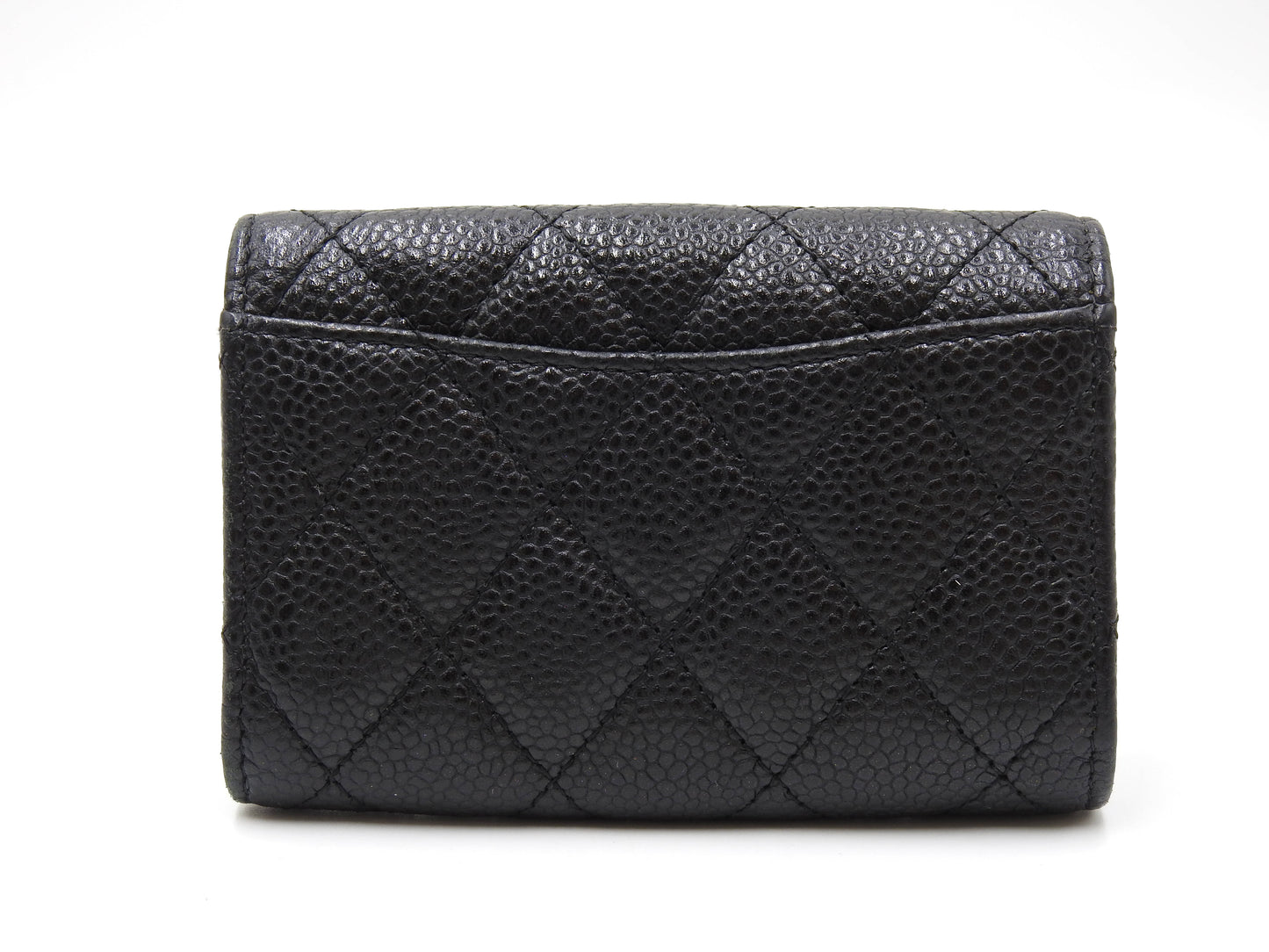 CHANEL CC Matelasse 4 Ring Key Holder Case Caviarskin Black Gold AP0222