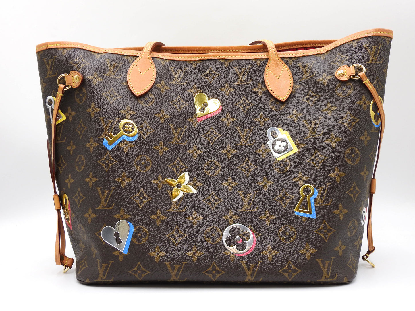 LOUIS VUITTON Monogram Love Lock Neverfull MM Tote Shoulder Bag M44364