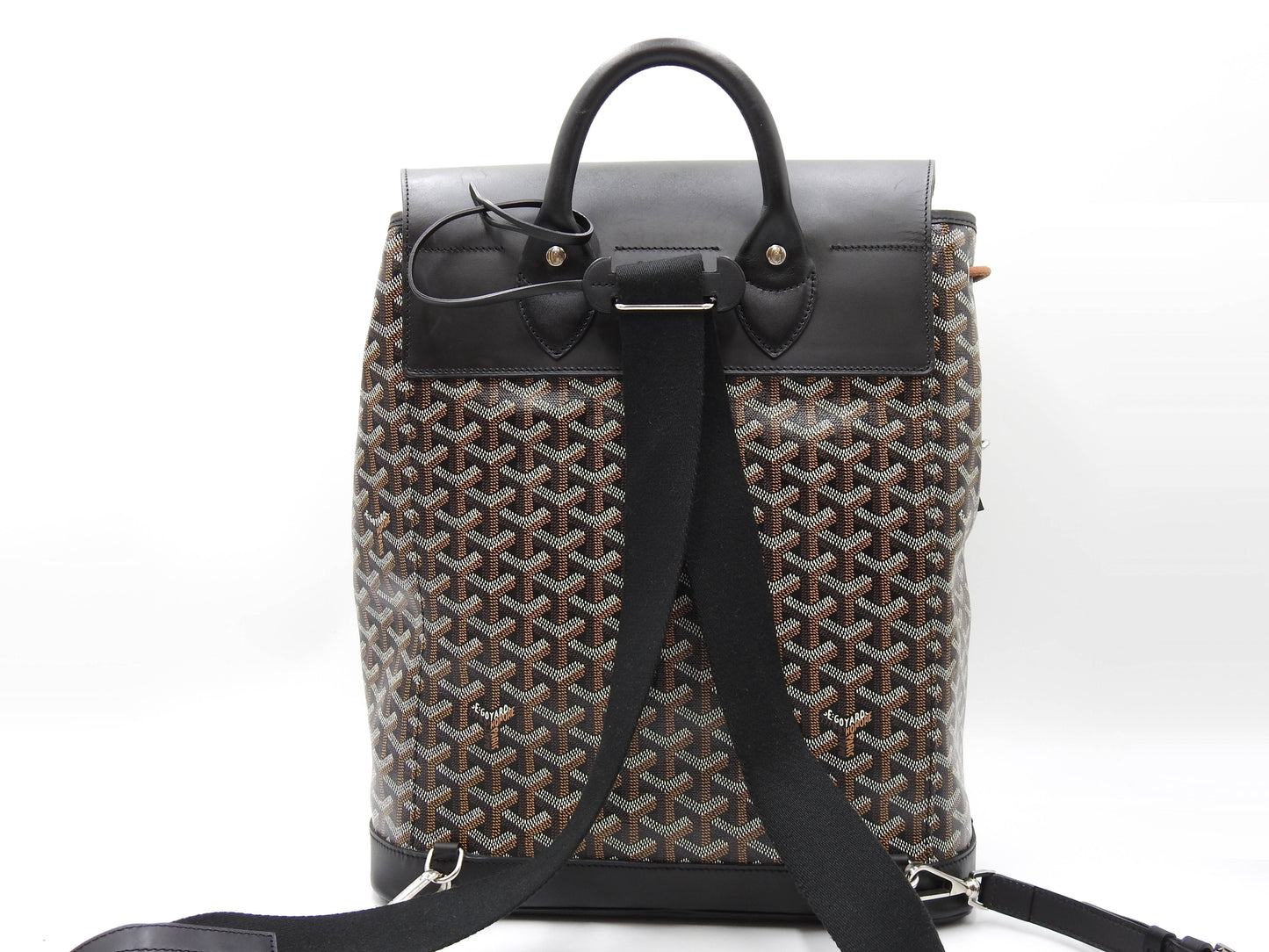 GOYARD Goyardine ALPIN Backpack Bag MM PVC Canvas Leather Black